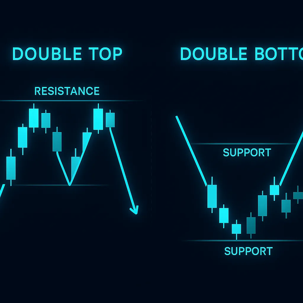 Double Top and Double Bottom reversal chart patterns