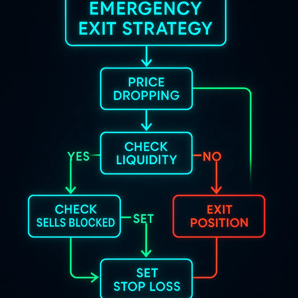 Emergency exit strategy flowchart for detecting and escaping rug pulls