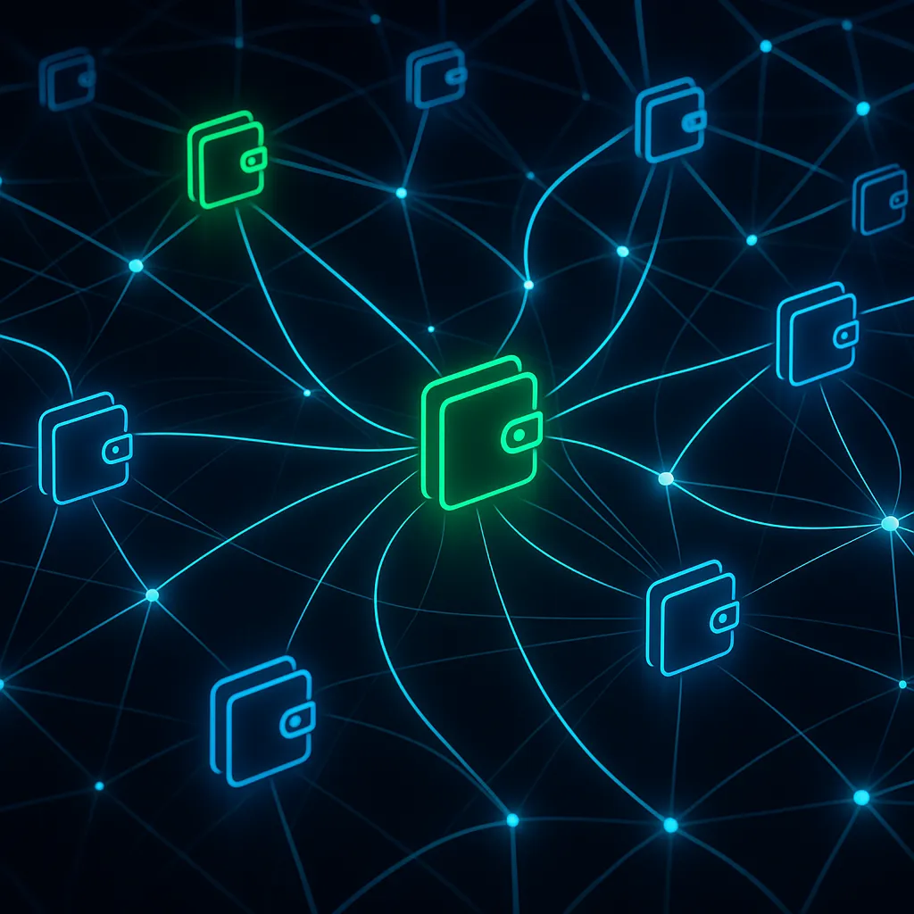 Smart money wallet tracking visualization showing profitable wallet connections