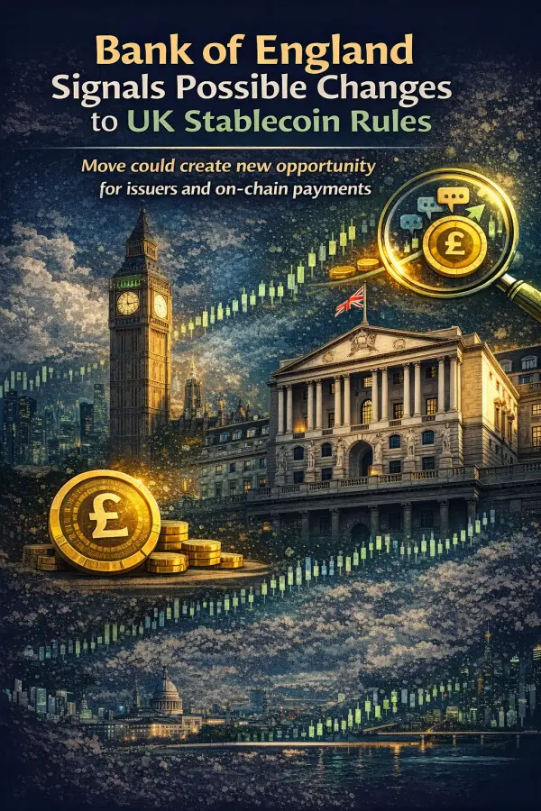El Banco de Inglaterra considera revisar las regulaciones de stablecoins para impactar los activos digitales respaldados por la libra del Reino Unido.