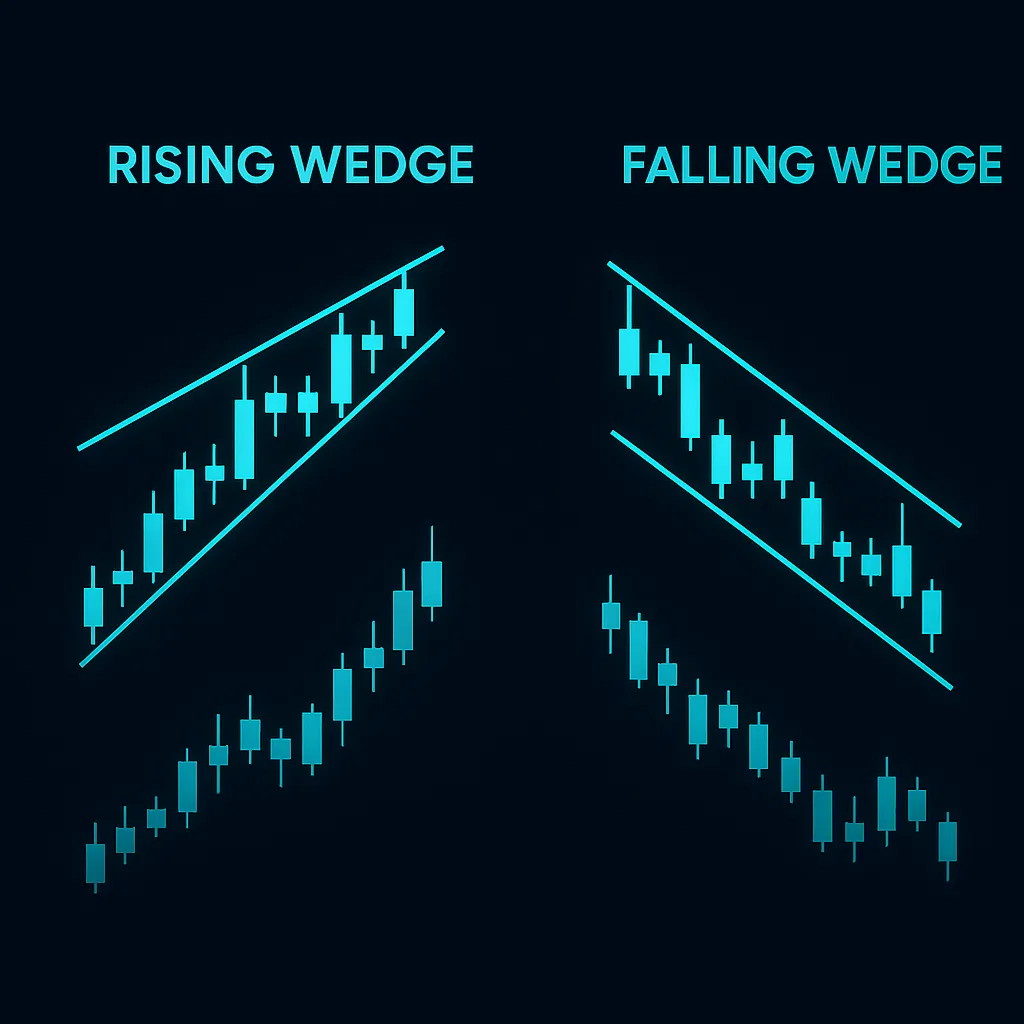 Rising and Falling Wedge chart patterns