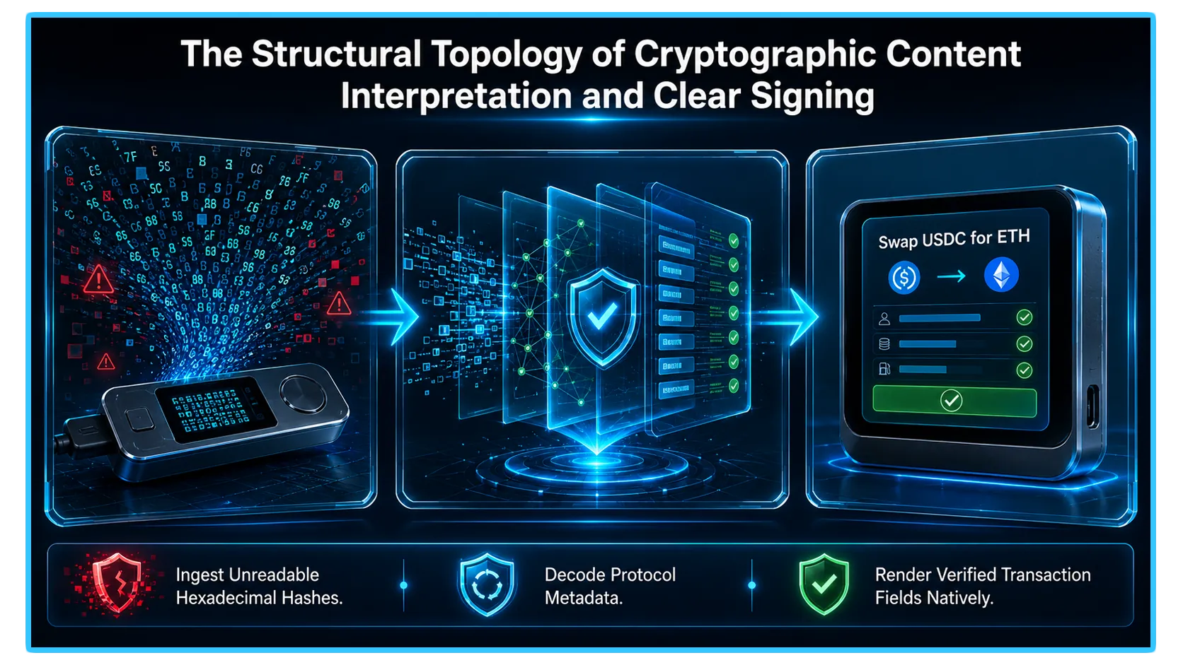 Illustration explaining blind signing in cryptocurrency and how to disable it for better self-custody security.