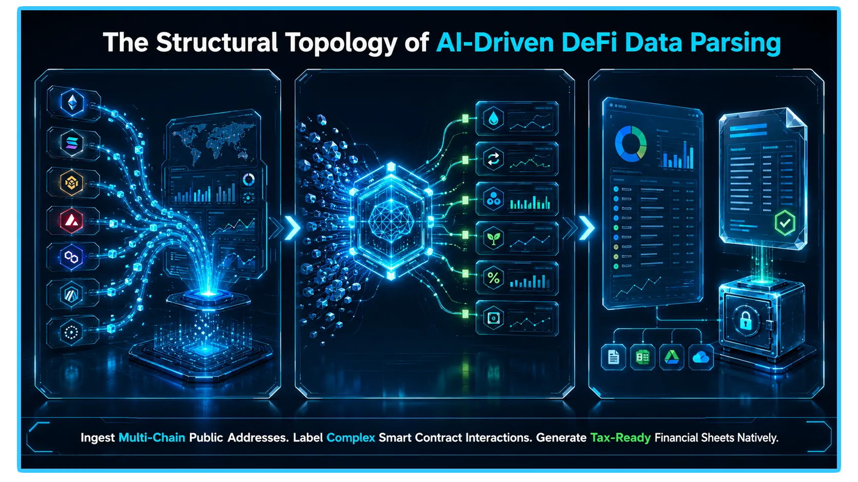 AI-driven Octav interface showcasing DeFi portfolio tracking and tax report features for cryptocurrency investors.
