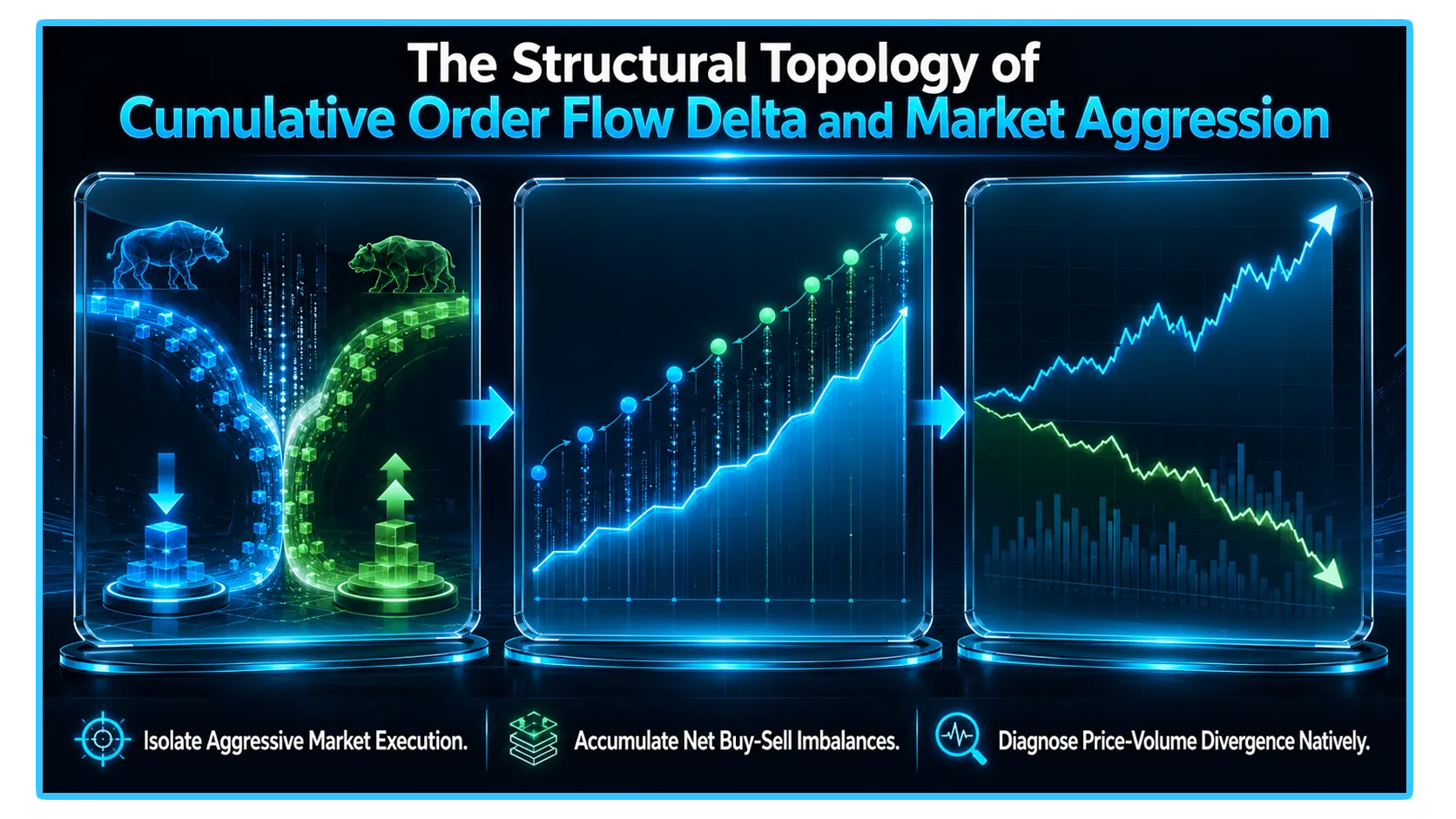 Cumulative Volume Delta chart illustrating buy vs sell aggression in trading, enhancing market analysis insights.