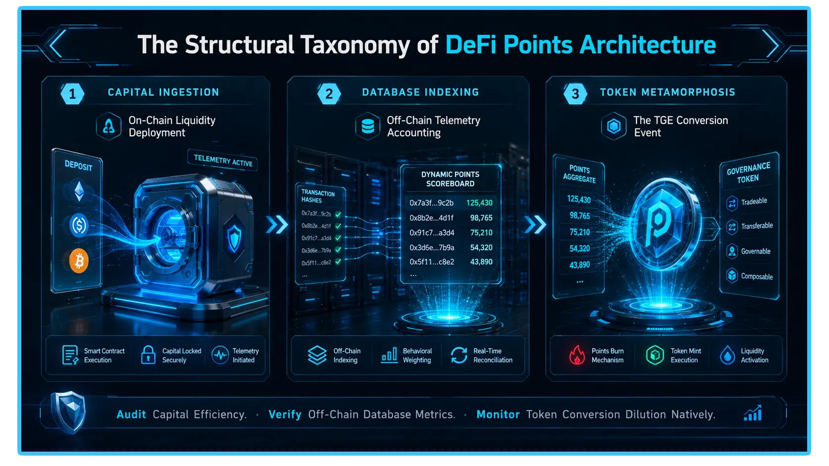 Illustration explaining points farming and airdrop points in decentralized finance (DeFi) token distribution mechanisms.