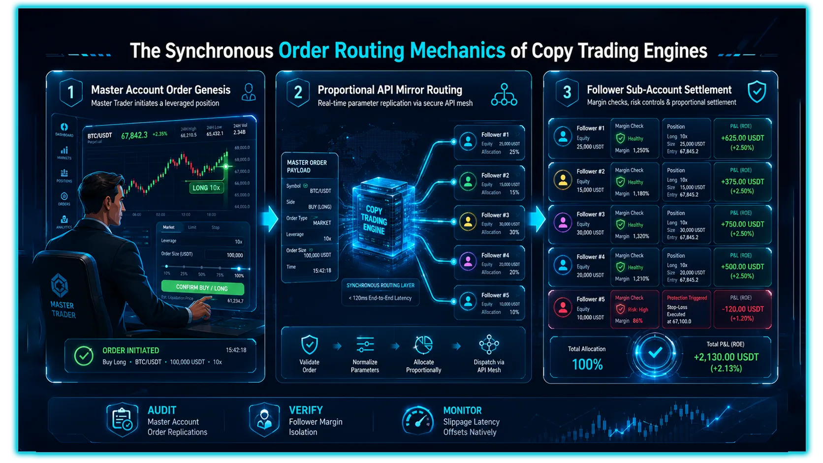Infographic illustrating copy trading in cryptocurrency, highlighting platforms and strategies for successful trading.