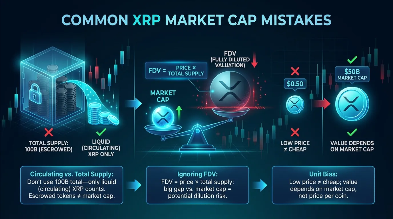 XRP piyasa değeri analizi, dijital varlık bağlamında yaygın hatalar vurgulanarak, kripto para trendleri ve içgörüleri sergilenmektedir.