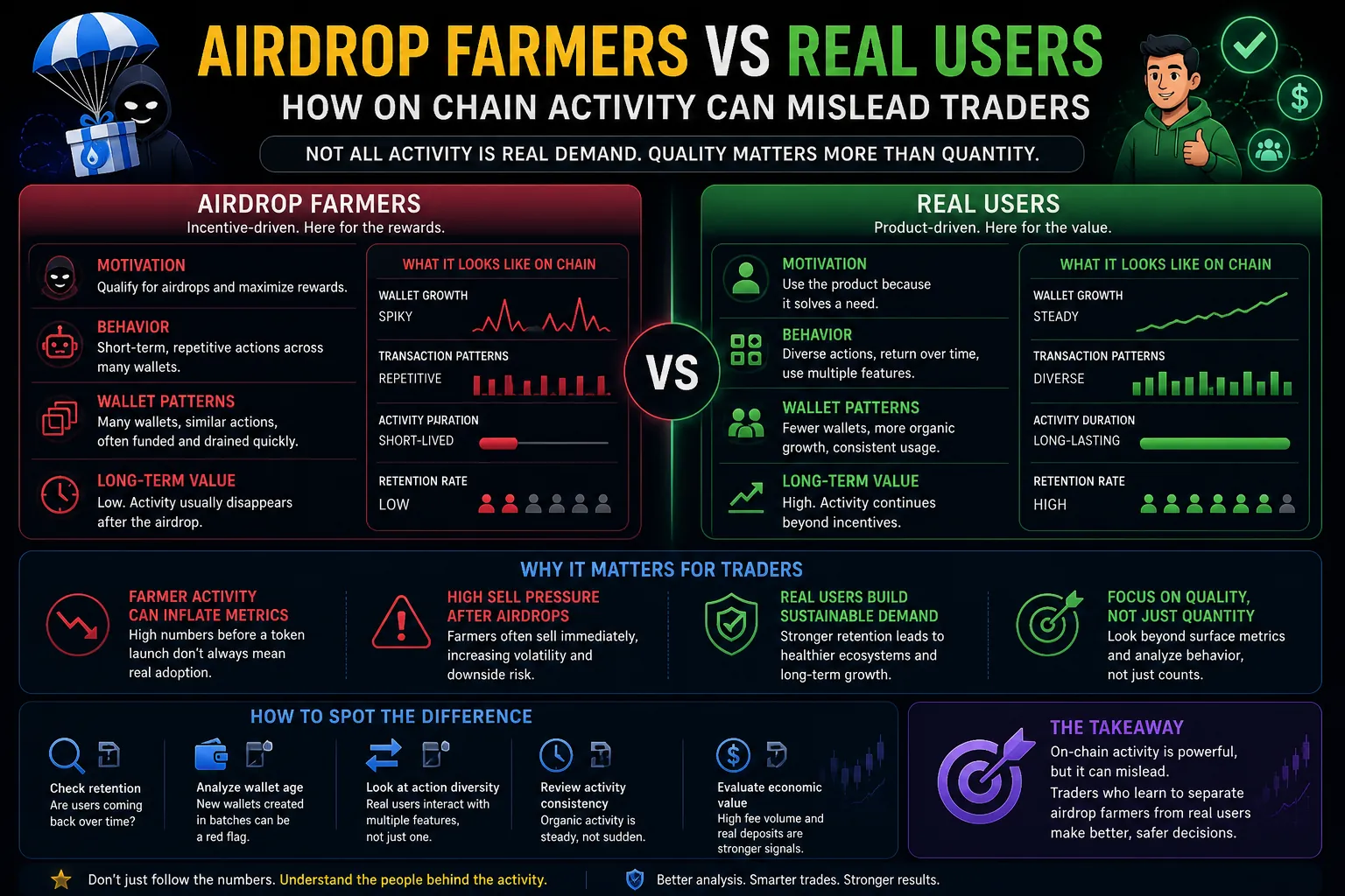 Airdrop farming vs real user activity in crypto highlights deceptive trends before token launches.