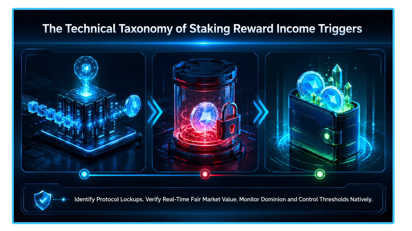 Staking rewards taxation explained, focusing on Proof-of-Stake networks like Ethereum and Solana.