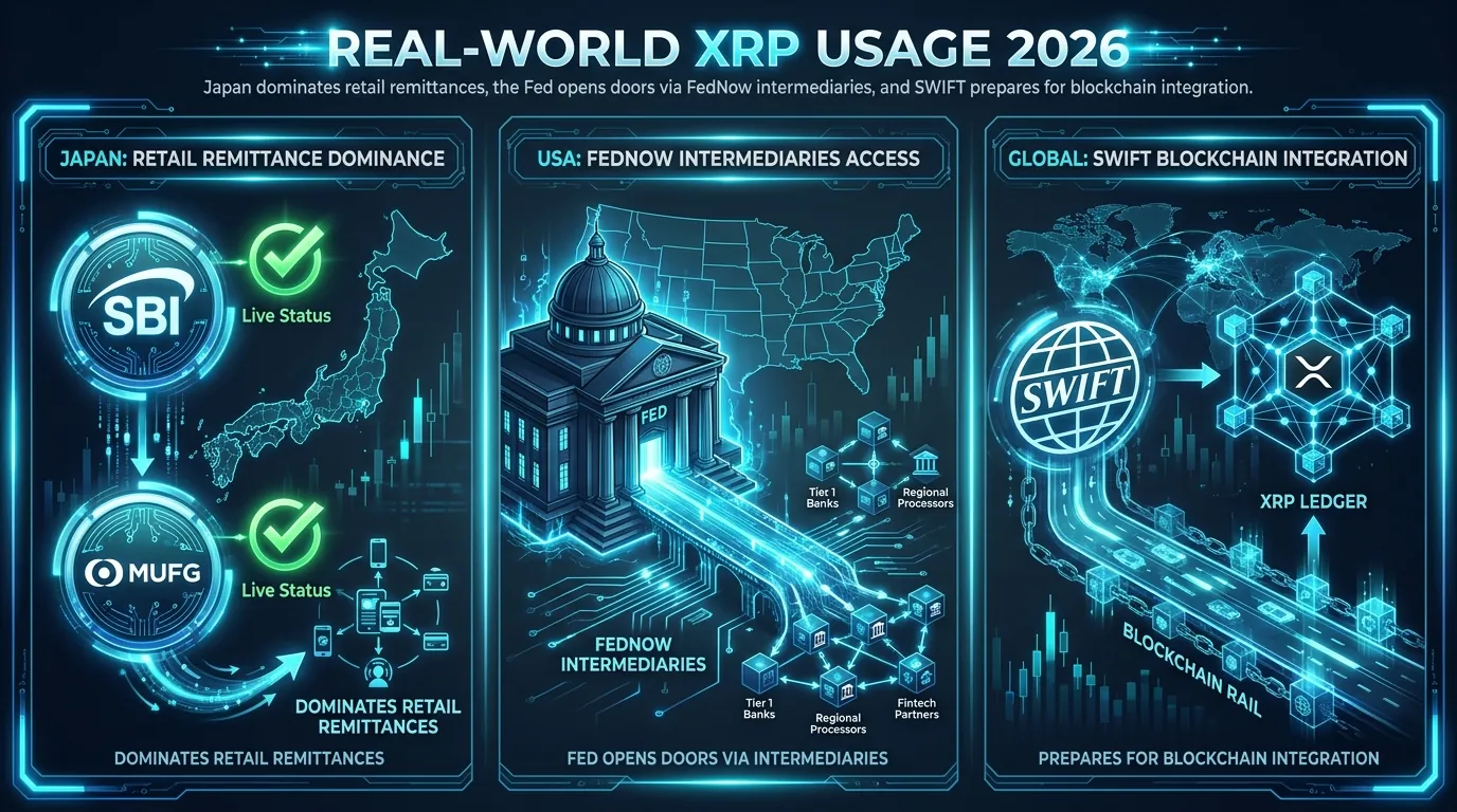 XRP network usage analysis in 2026, highlighting banks and institutions adopting Ripple's technology for transactions.