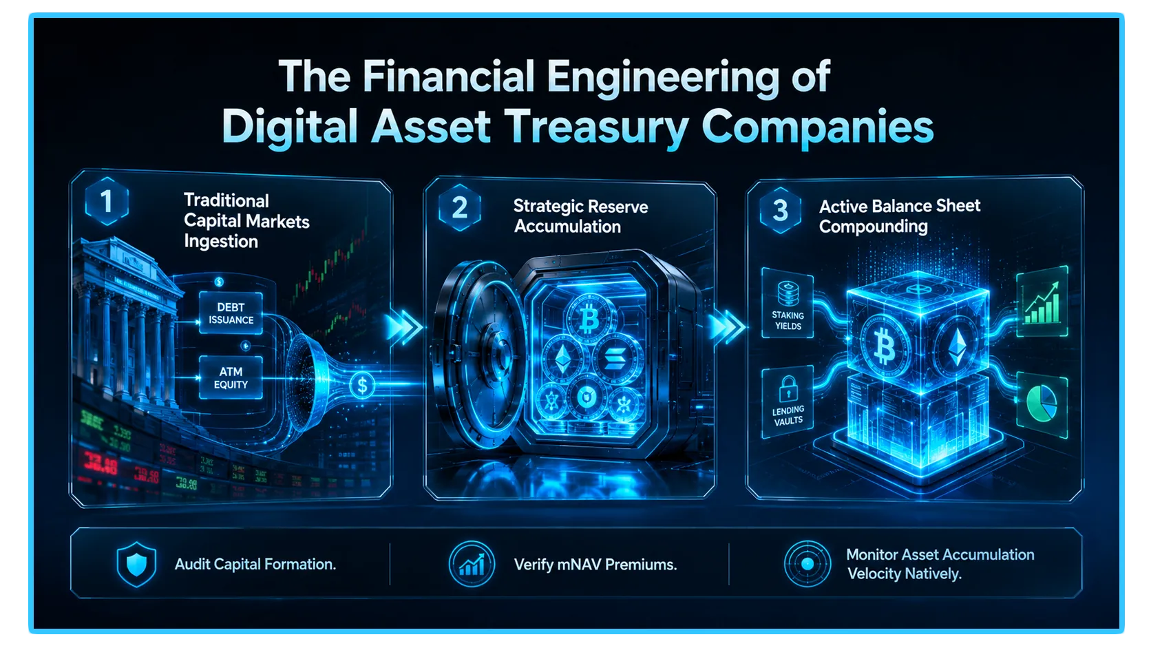 Digital Asset Treasury Company (DAT) concept illustration, highlighting its role in modern corporate finance and cryptocurrency integration.