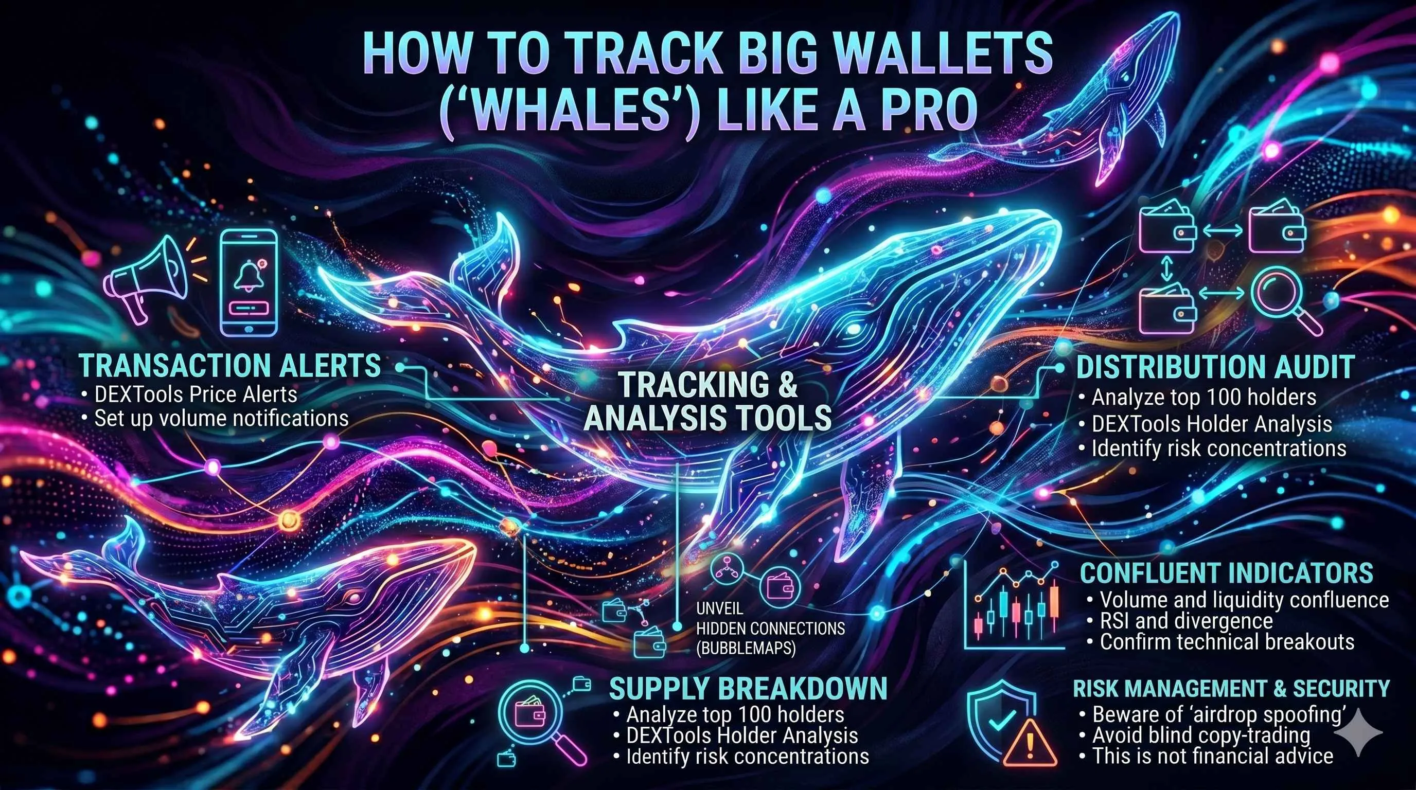 Illustration of whale watching in decentralized finance, showcasing large wallet tracking and market transparency.