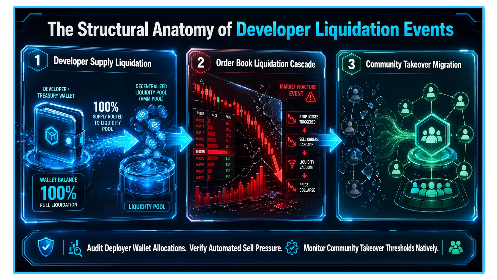 Illustration explaining the Dev Sold concept in memecoin trading and its impact on decentralized asset portfolios.