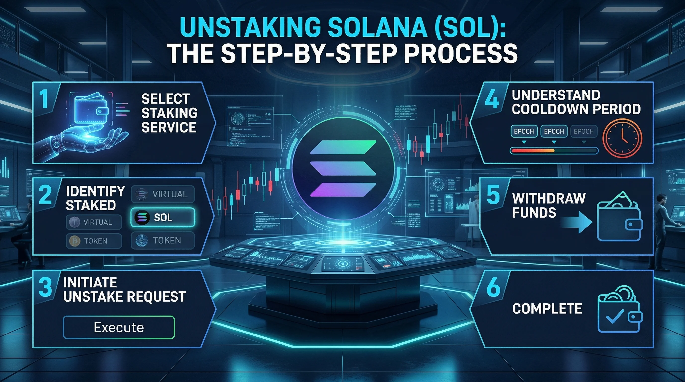 Guia para desfazer o staking da Solana (SOL) em 2026, destacando o ecossistema de finanças descentralizadas amadurecido e a economia de restaking.