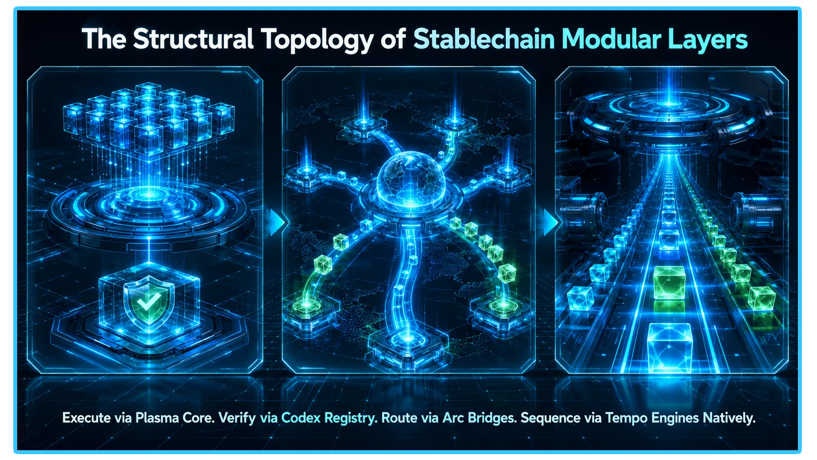 Illustration of stablechains and their role in decentralized finance, highlighting Plasma, Codex, Arc, and Tempo technologies.