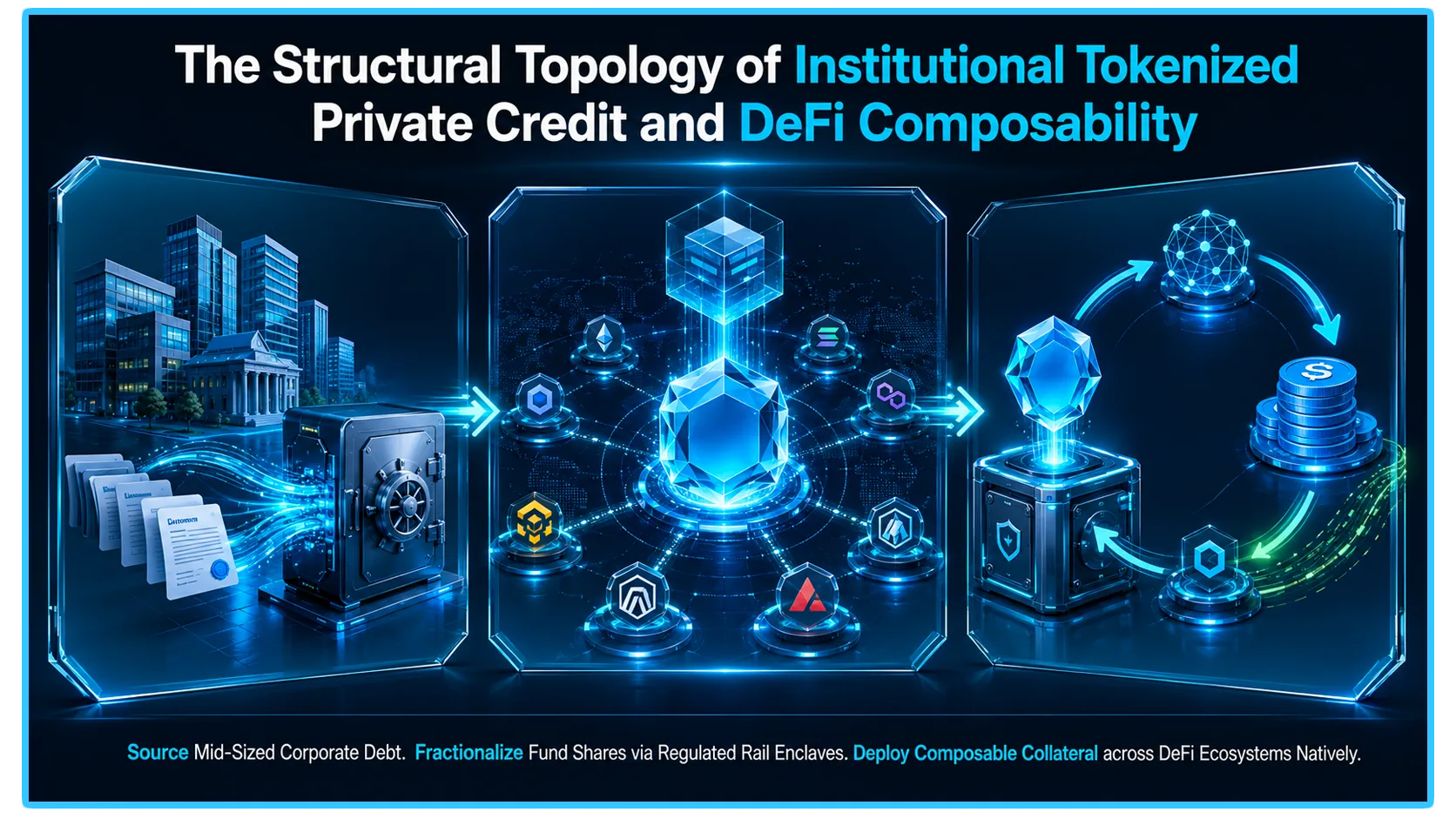 Apollo ACRED logo representing tokenized private credit fund on-chain in a digital finance landscape.