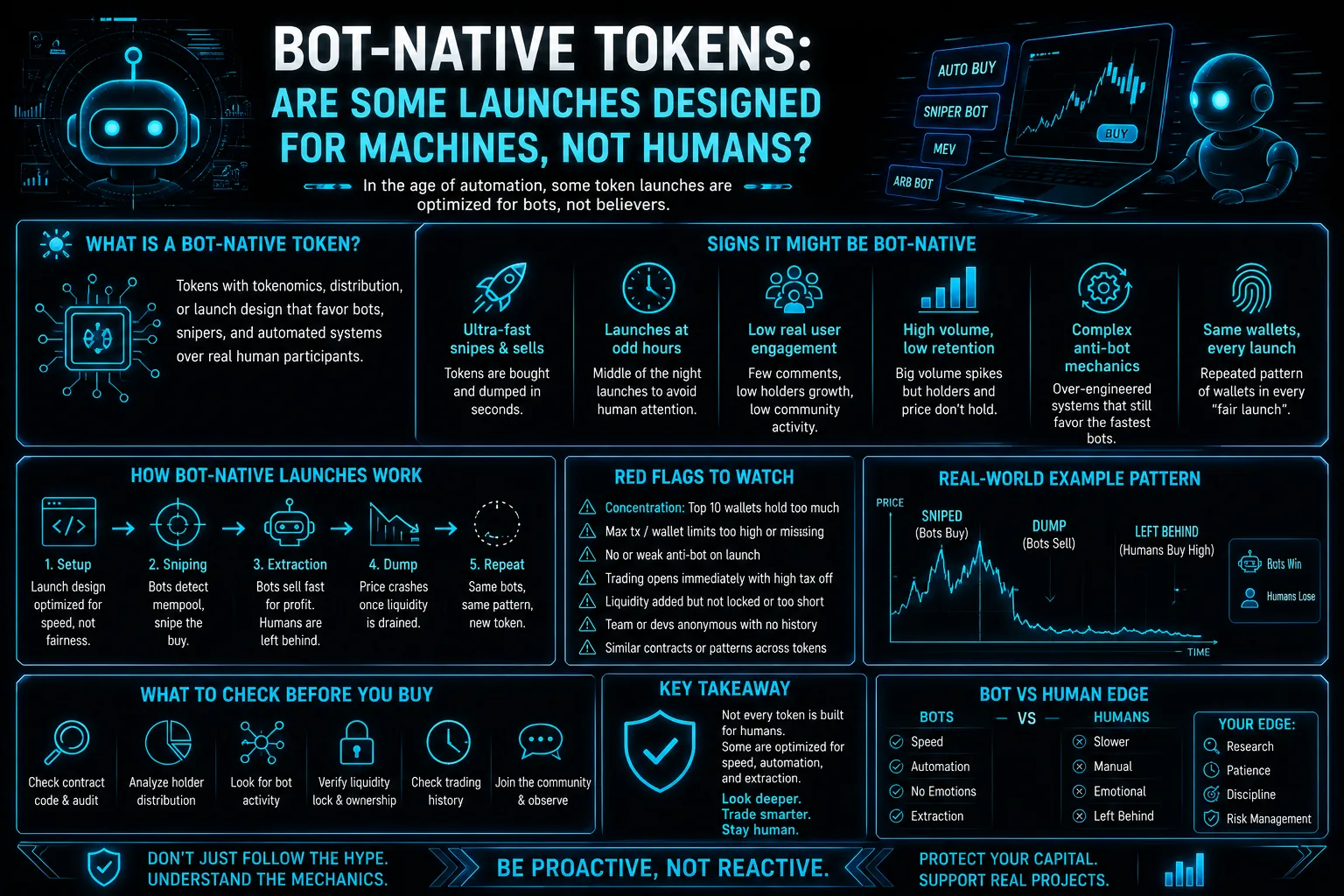 Image illustrating bot-native tokens in crypto trading, highlighting automated systems' impact on token launches and market dynamics.