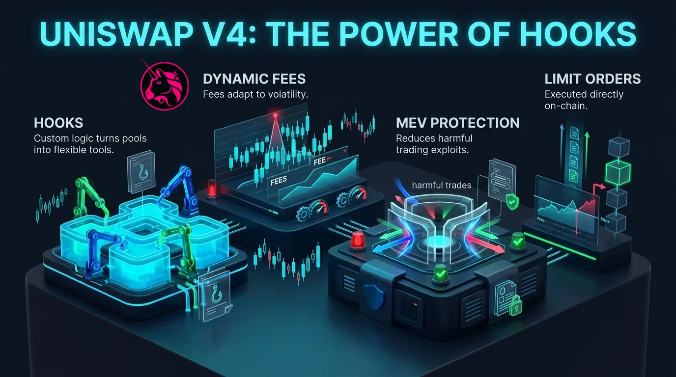 Uniswap v4 introduce pools de liquidez modulares, revolucionando el intercambio de activos descentralizados en DeFi.