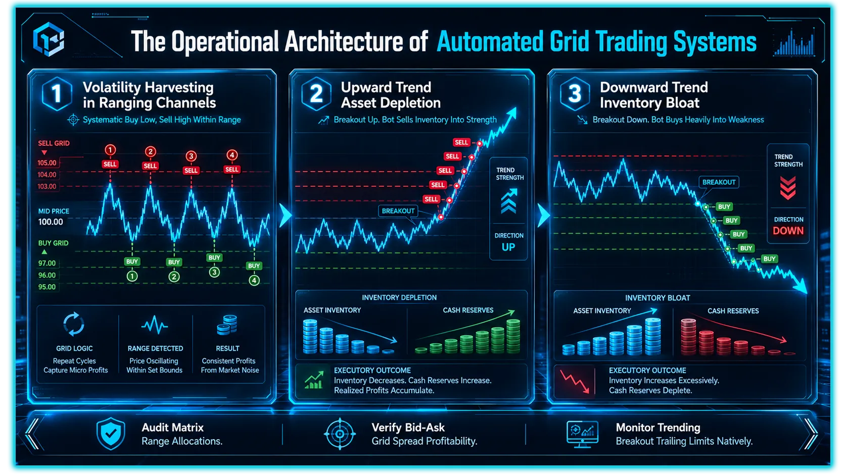 Grid trading bot illustration demonstrating automated trading strategies for market volatility management.