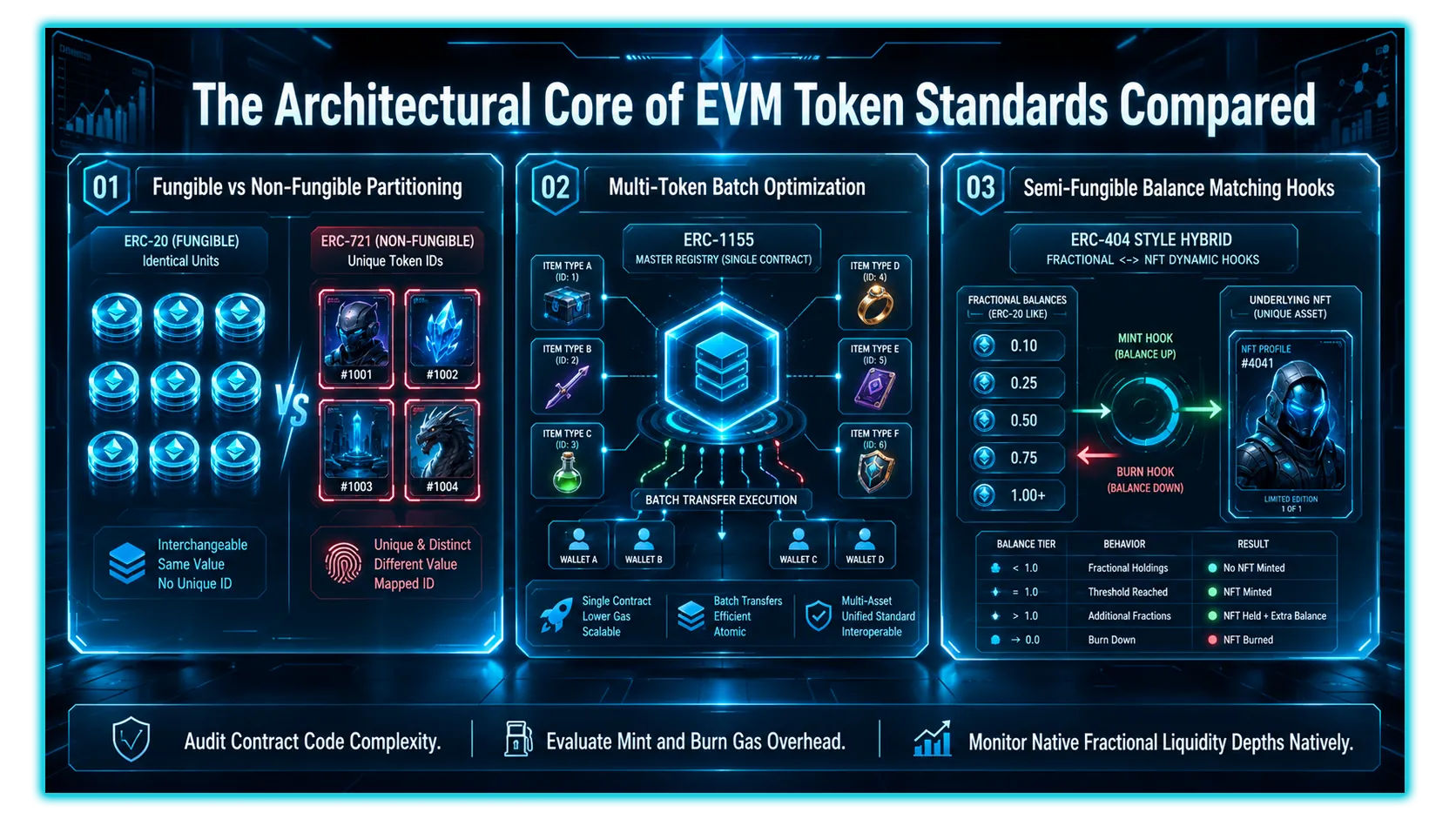 Comparison of ERC-20, ERC-721, ERC-1155, and ERC-404