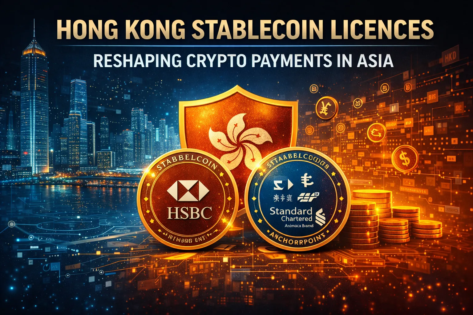 香港がAnchorpoint FinancialとHSBCに初のステーブルコインライセンスを付与し、デジタルファイナンスの新時代を迎える。