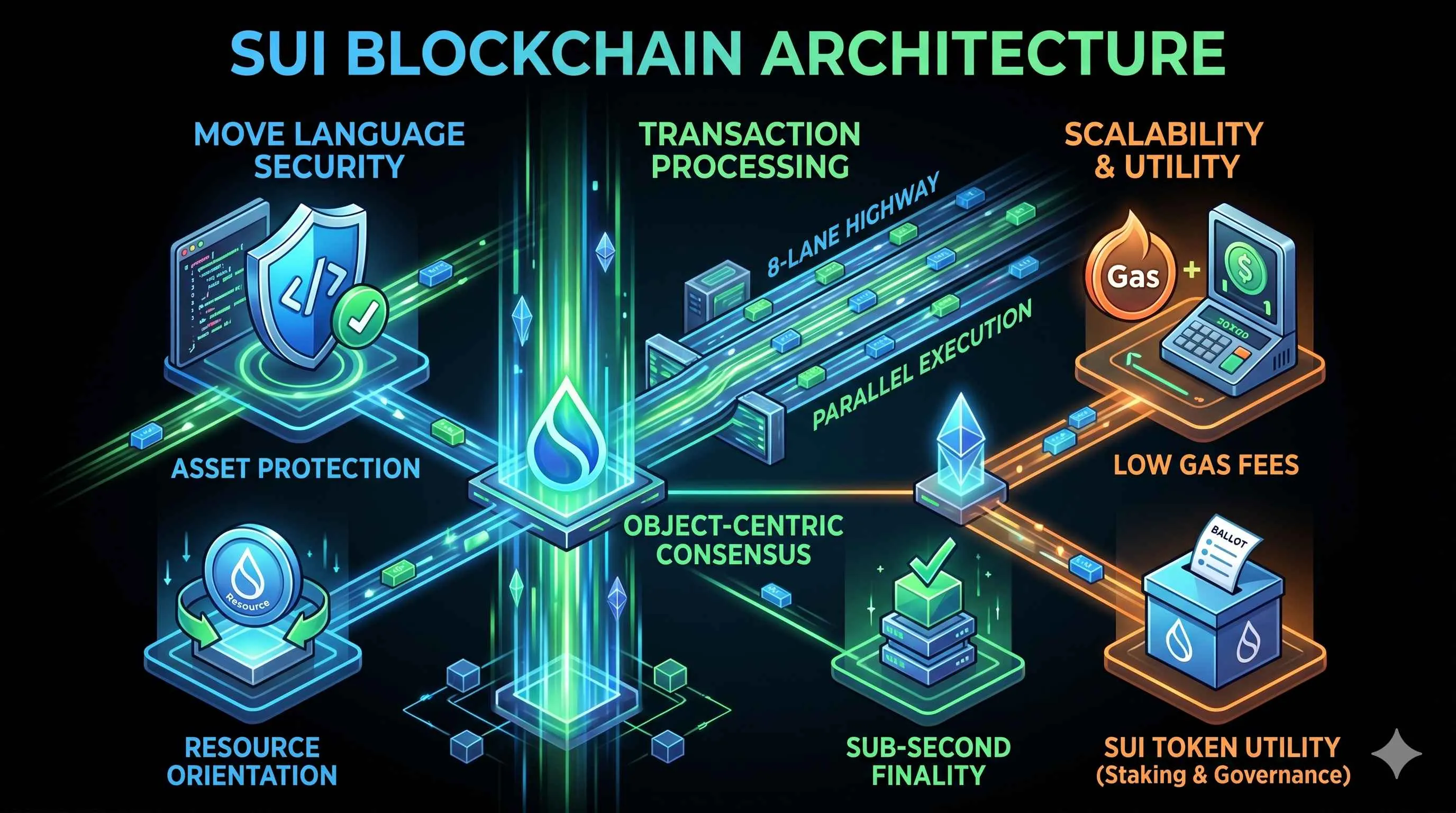 Sui blockchain logo with a modern design, representing the next-gen Layer 1 network for beginners in cryptocurrency.