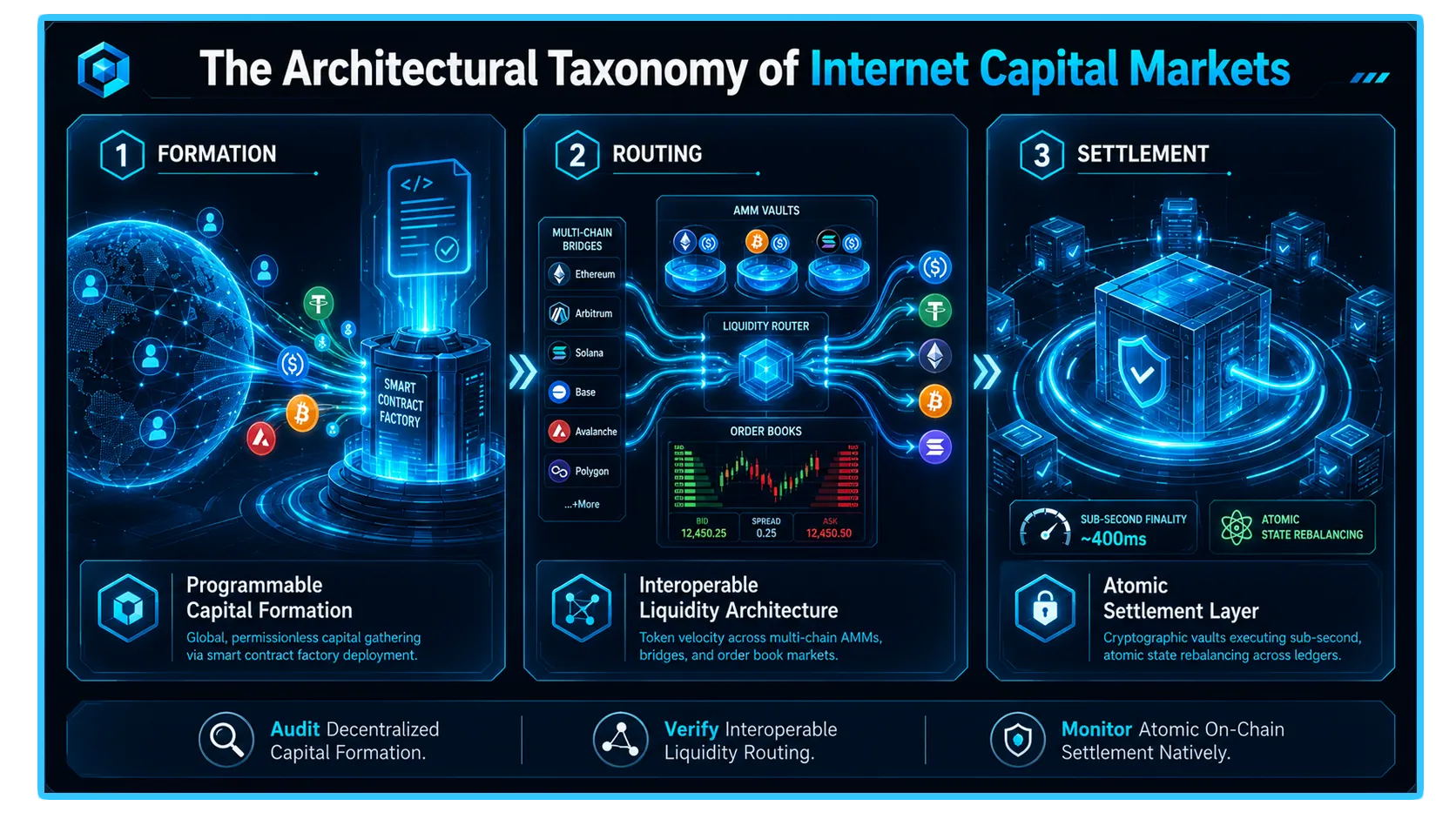 Illustration of Internet capital markets in crypto, highlighting decentralized finance and blockchain technology.