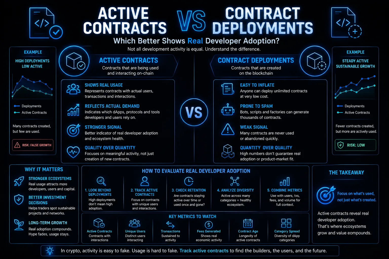 Active Contracts vs Contract Deployments: Which Better Shows Real Developer Adoption?