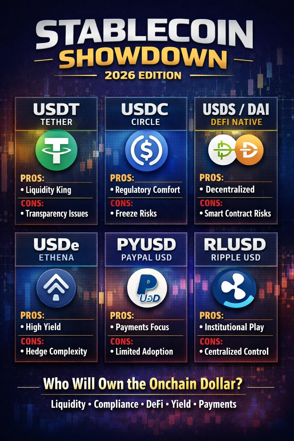 Principales stablecoins en 2026: análisis de pros, contras y opciones óptimas para inversores y usuarios de crypto.