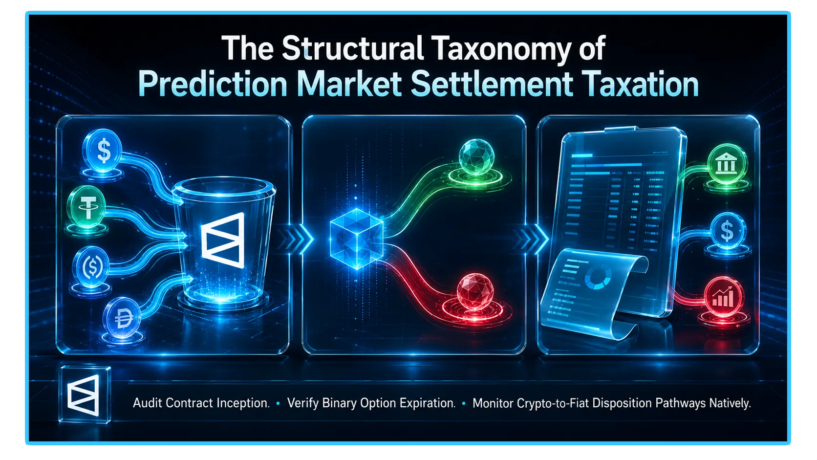 Polymarket prediction market graphic illustrating taxation of winnings in the US financial sector.