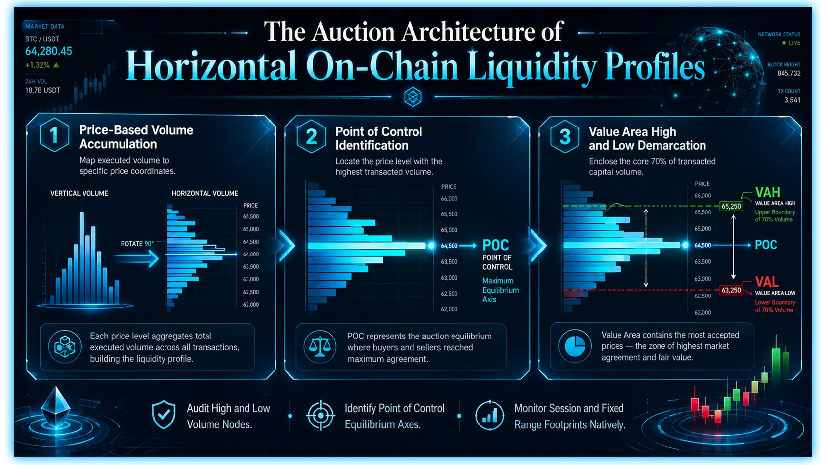 Volume profile chart illustrating market liquidity analysis in digital asset trading.