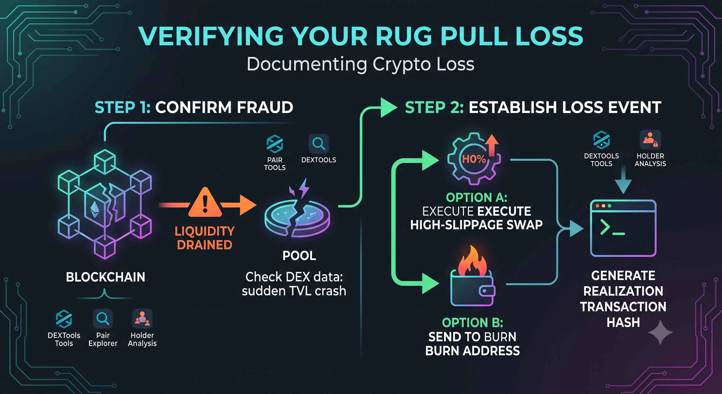 Illustration depicting the concept of a rug pull in cryptocurrency, highlighting financial loss and tax implications.
