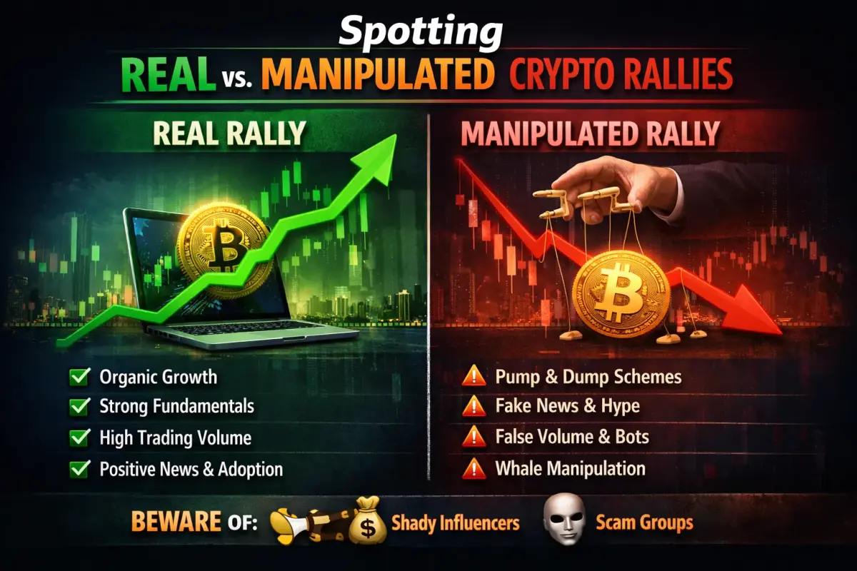 Analyse der Crypto-Rallye: Unterscheidung zwischen echten Preisanstiegen und manipulierten Trends auf den Kryptowährungs-Märkten.