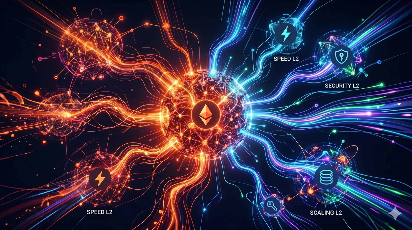 Illustration explaining gas fees in Ethereum and Layer 2 solutions, highlighting their role in decentralized finance transactions.