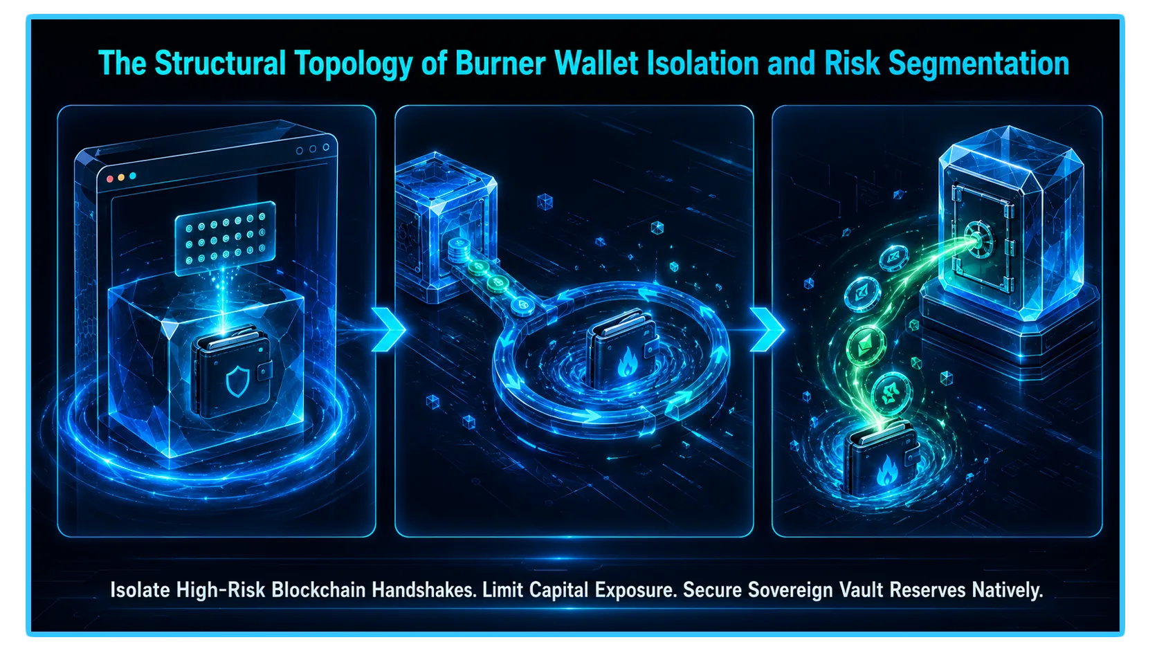 Image of a burner wallet setup guide for secure memecoin trading, emphasizing risk segmentation and disposable accounts.