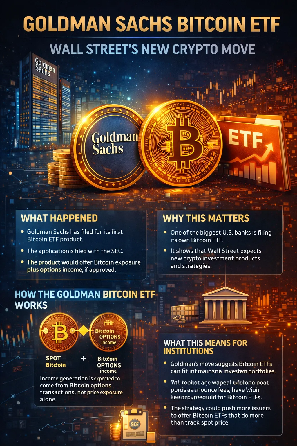 Goldman Sachs reicht einen Bitcoin ETF ein, was einen bedeutenden Wandel in Wall Streets Ansatz für Krypto-Investitionen markiert.