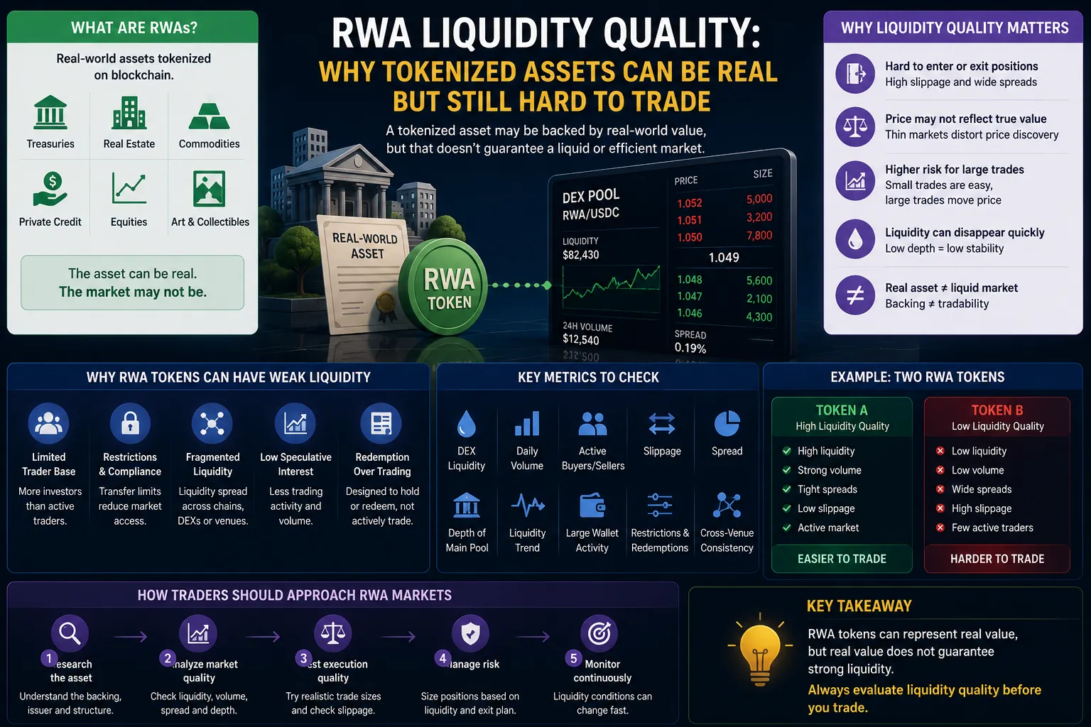 RWA Liquidity Quality: Why Tokenized Assets Can Be Real but Still Hard to Trade