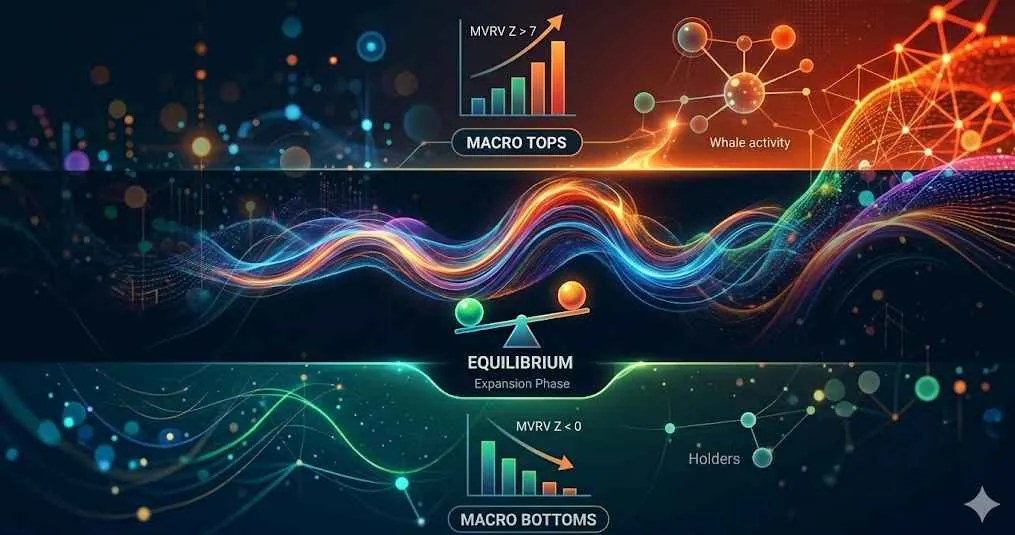 MVRV Z-Score chart illustrating on-chain data analysis for cryptocurrency market cycles and investment strategies.