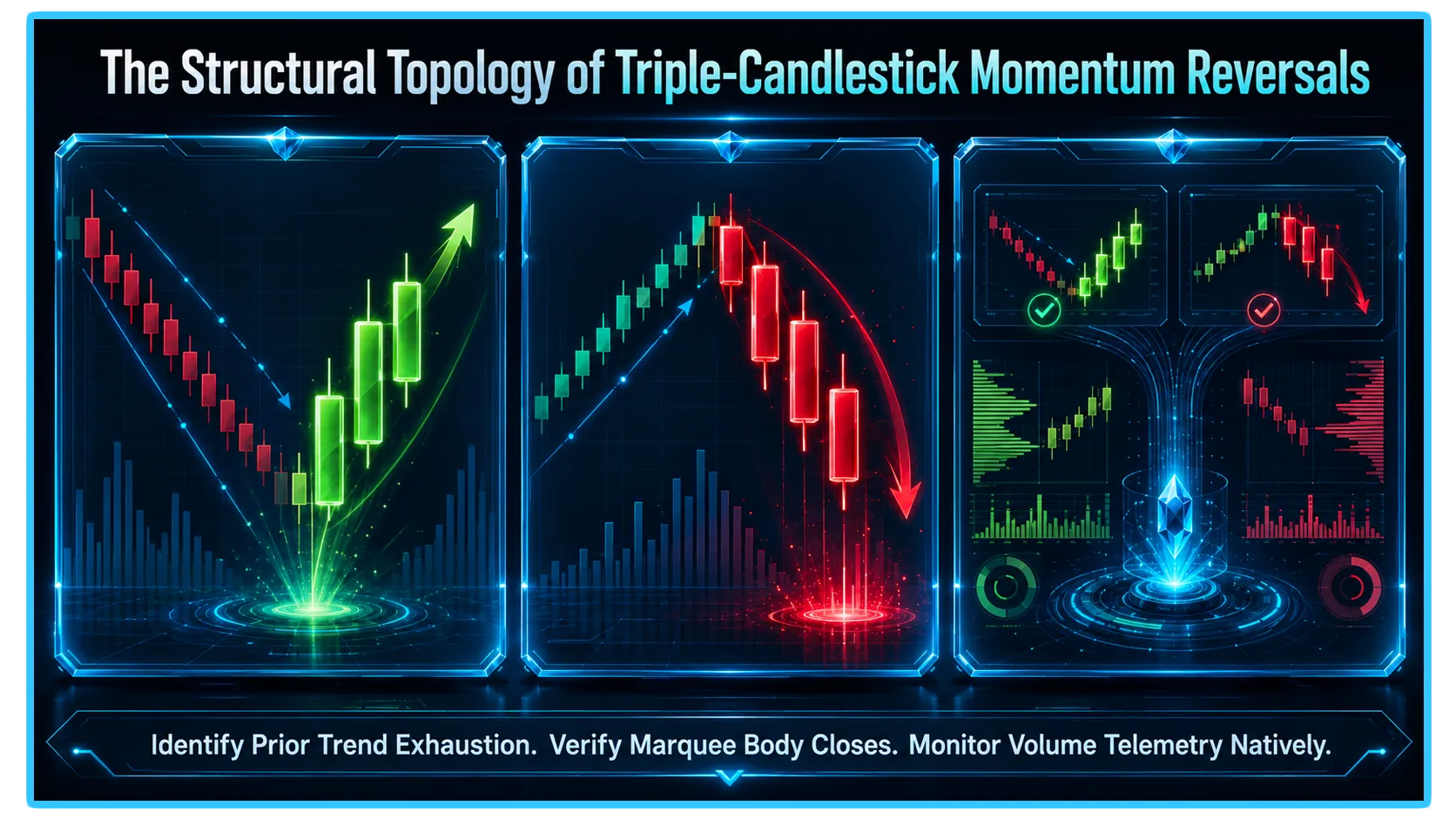 Candlestick chart showing Three White Soldiers and Three Black Crows patterns, illustrating market trends and trading signals.