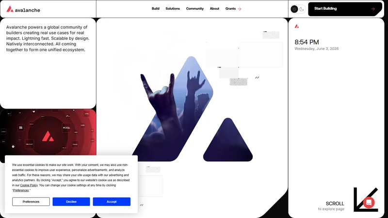 Avalanche network homepage and ecosystem