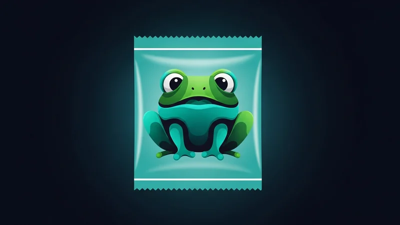 Illustration of a PEPE memecoin token next to a regulated exchange-traded fund wrapper