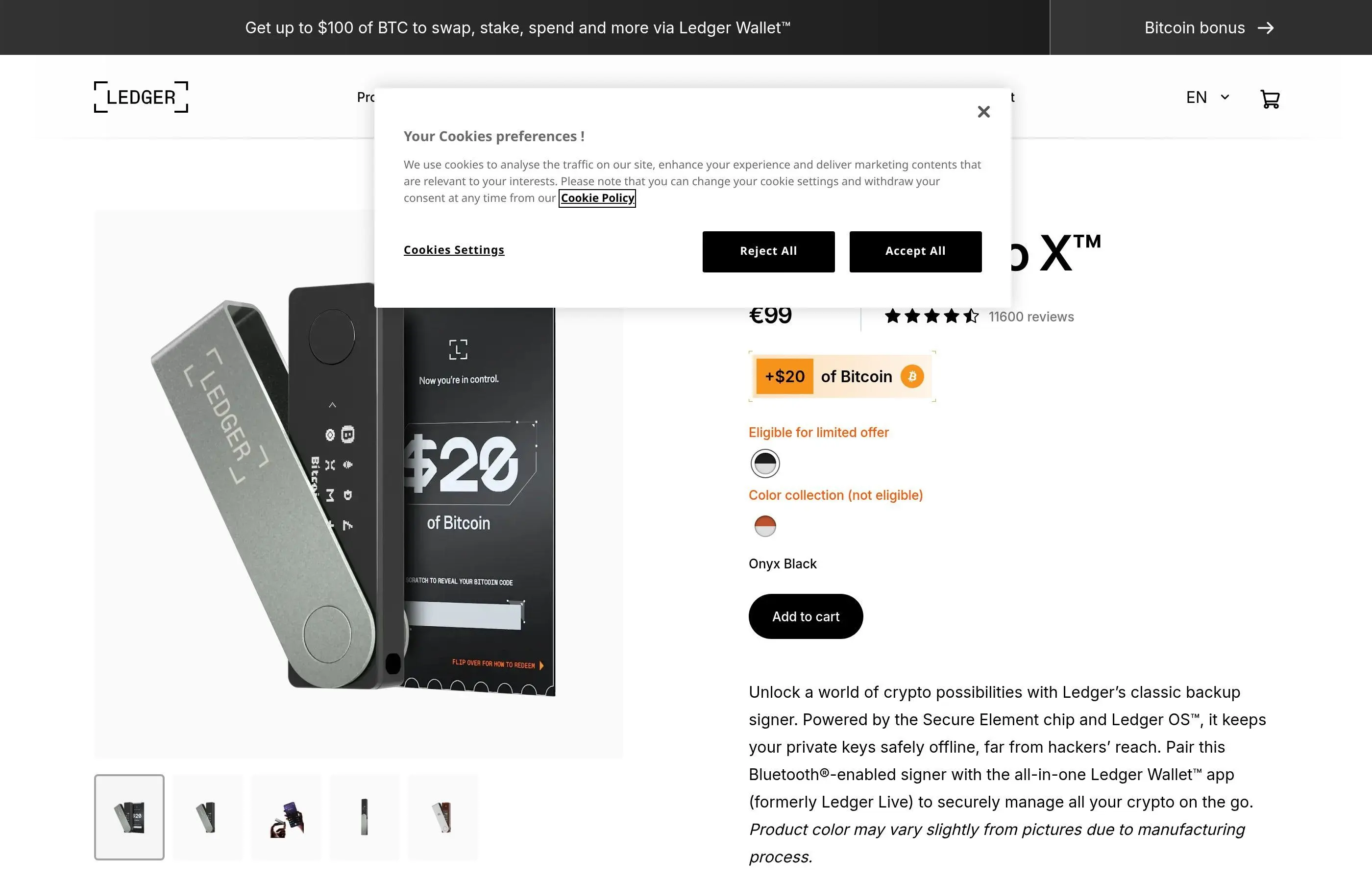 Ledger Nano X hardware wallet - Bluetooth cold storage device