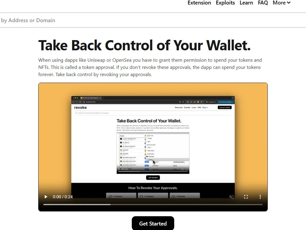 Crypto wallet recovery dashboard showing revoke.cash and Etherscan with compromised wallet alerts