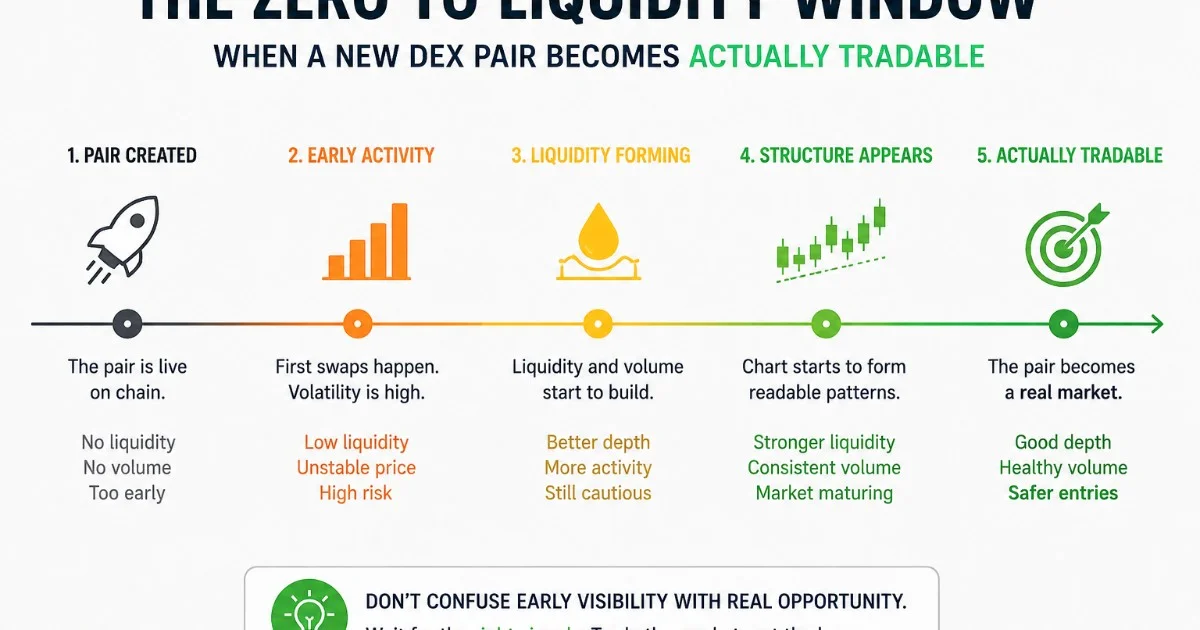 The Zero to Liquidity Window: When a New DEX Pair Becomes Actually Tradable