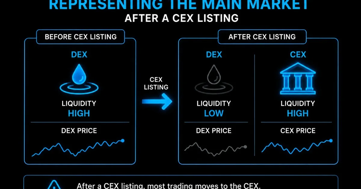 When DEX Liquidity Stops Representing the Main Market After a CEX Listing