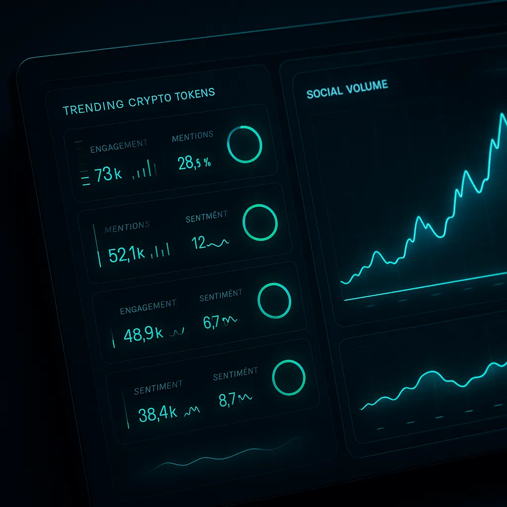Social signal monitoring dashboard with trending crypto mentions and sentiment