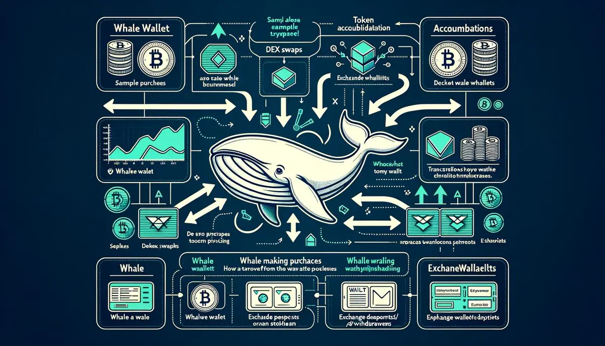 Rastreamento de carteiras de baleias: trocas DEX, acumulação de tokens, fluxos de exchange com notificações de alerta de compra/venda