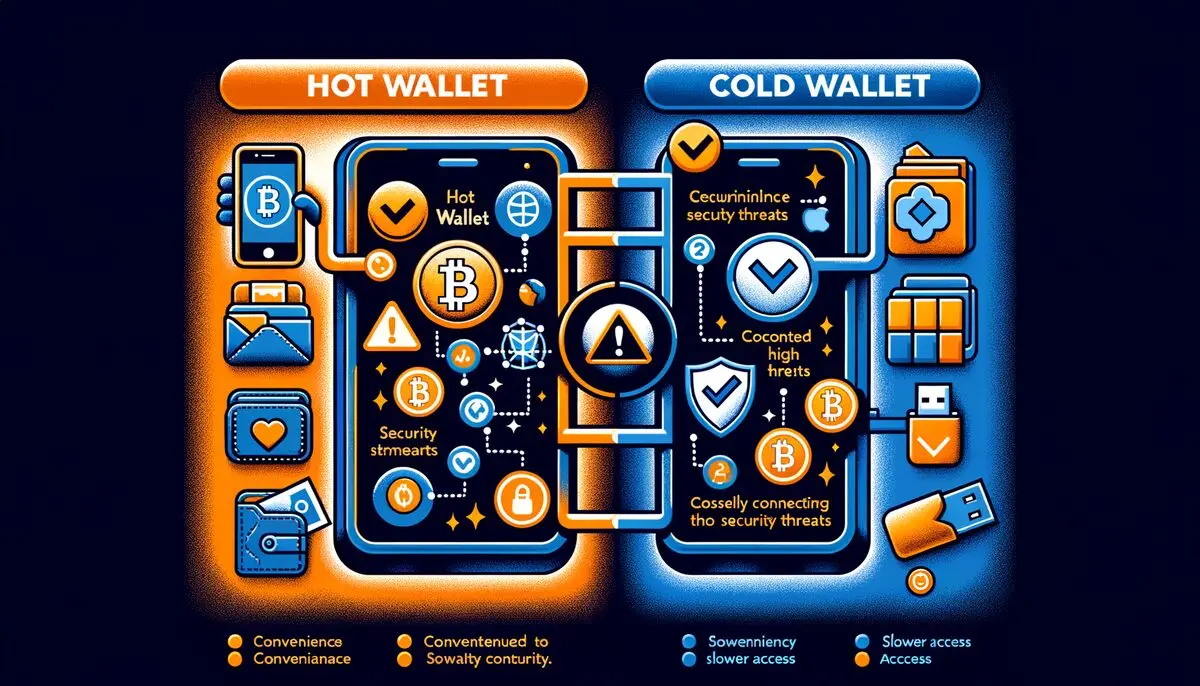 Hot wallet vs cold wallet security comparison: internet-connected convenience vs offline hardware security with pros and cons