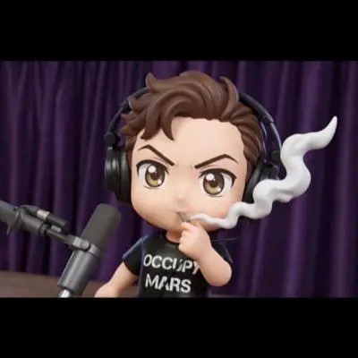 Foto de perfil chibi de Elon Musk en X - tendencia de chibificación con camiseta de Occupy Mars