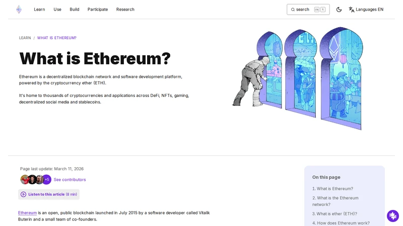 Official Ethereum.org what is Ethereum page shown as a clean reference screenshot